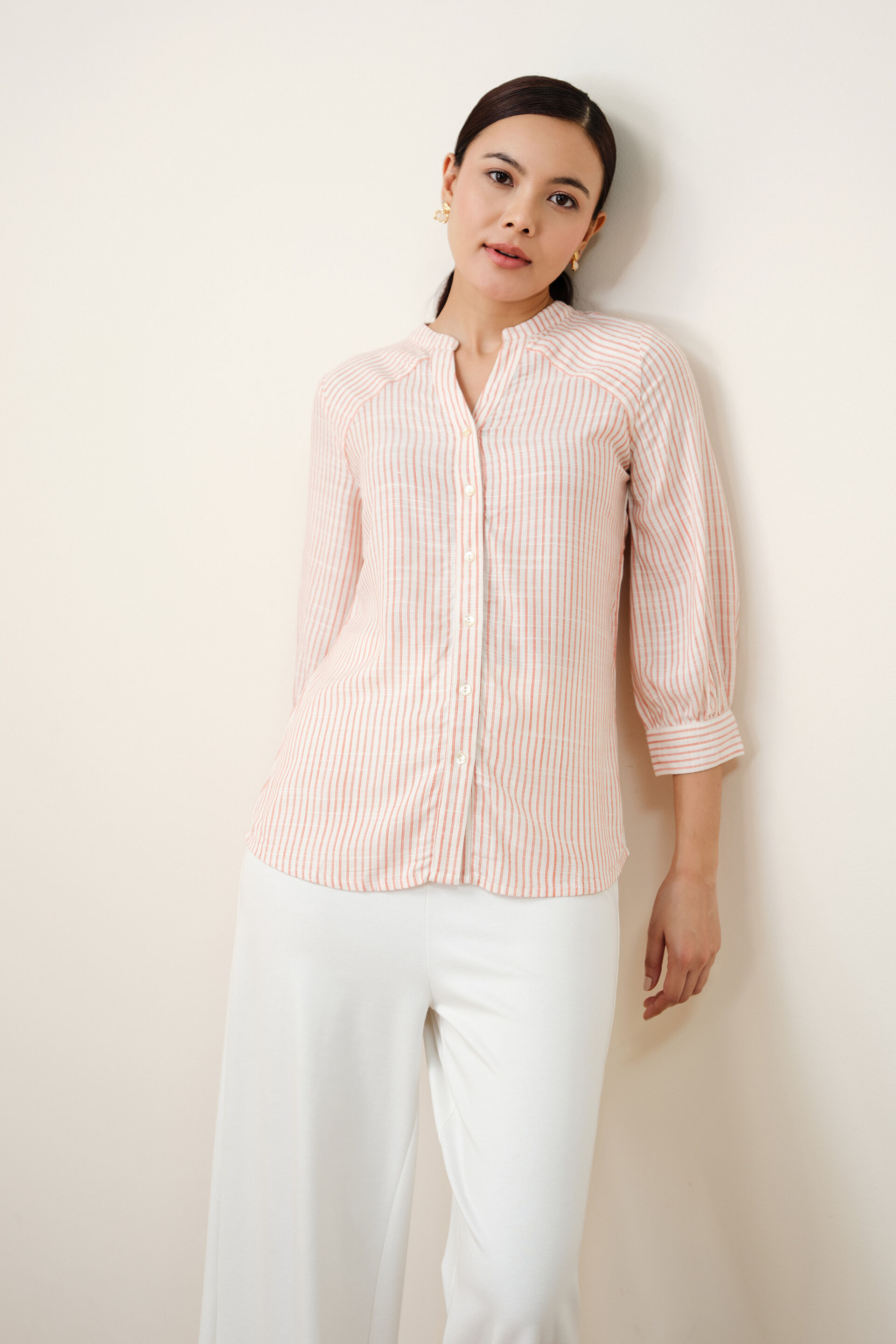 Off-White Rust Striped Shirt, White, image 2